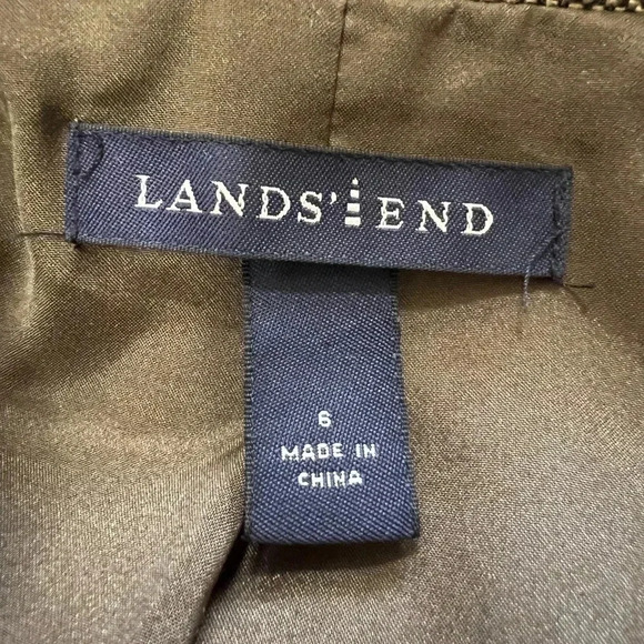 Lands End Tweed Green/Brown Coat Wool and Silk Size 6 - Picture 3 of 8